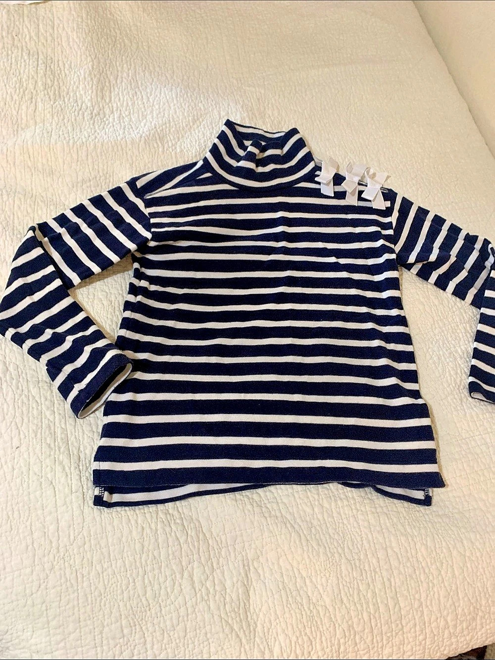 Kids Striped Turtleneck Sweater in Blue & White